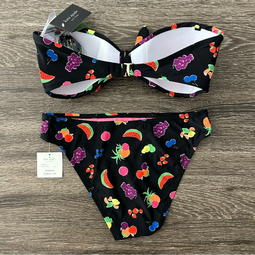 kate spade Black Fruit Print Bikini NWT